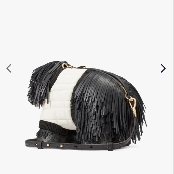 New Kate Spade Shaggy Fringed 3D Dog Crossbody - Picture 5 of 10